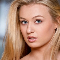 Natalia Starr taking off her lacy lingerie and fingering her shaved vag