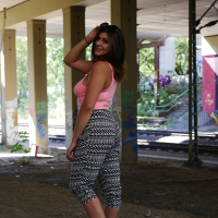 Curvy July Johnson shows her Body outdoors
