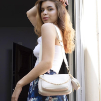Emily Mayers strips off her cute skirt and white top