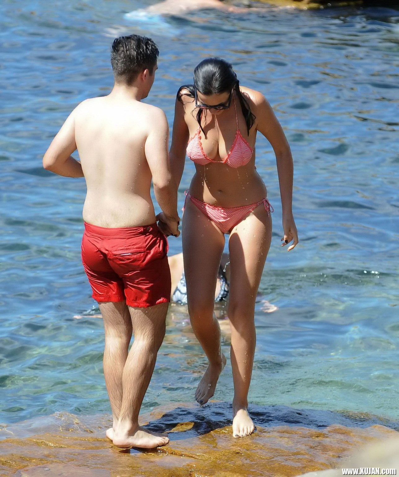 Demi Harman showing off her curvy body in a striped red bikini at the beach in S - Photo #1682830