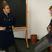 Big busted blonde MILF in glasses gets facial after handjob