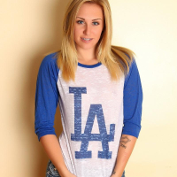 Blonde babe Ashley Vallone teases in her LA tshirt