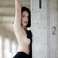 Hot brunette Marisa Ehret exposes her sweet body in an abandoned building