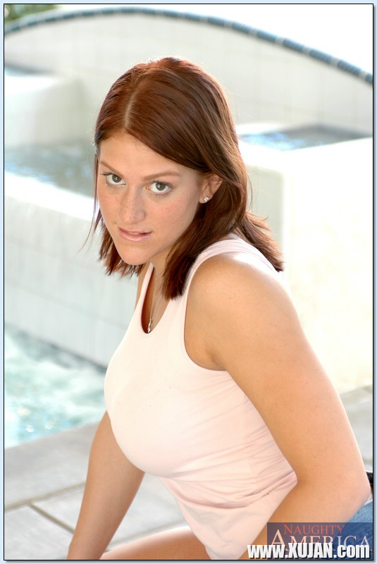 Shapely teen with big tits Eve Laurence strips and poses at the pool - Photo #1690084