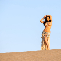 Beautiful babe Aria Giovanni seductively gets nude in the desert