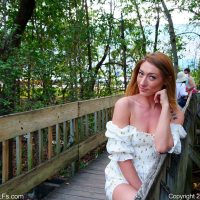 Hot babe Whitney Oc does some pussy and tit flashing outdoors