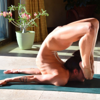 Sophia Sultry enjoys working out naked in the sun