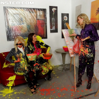 Sexy fetish babe Kitty Jane has some messy fully clothed fun with her friends
