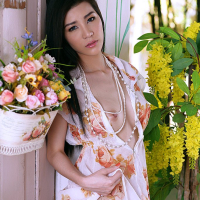 Hot thai vixen Mei Mei drops down her sexy summer dress