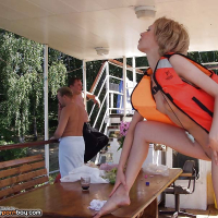 Girl naked in a public place