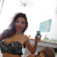 Young lesbians Maddy Oreily and Evilyn Fierce kiss and hug passionately