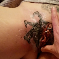 Misha Montana celebrates her new pussy tattoo