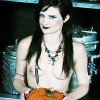 Goth Babe Annika Amour masturbates for Halloween