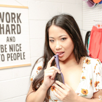 Asian girl Alona Bloom punished by security guard