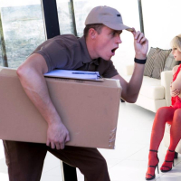Busty Blonde Maxim Law fucks the delivery Guy