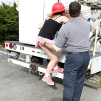 Lil Candy gets herself fingered and fucked in a hard hat