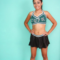 Sporty Latina teen Ruby Rayes combines cheerleading and strip
