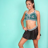 Sporty Latina teen Ruby Rayes combines cheerleading and strip