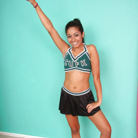 Sporty Latina teen Ruby Rayes combines cheerleading and strip