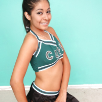 Sporty Latina teen Ruby Rayes combines cheerleading and strip