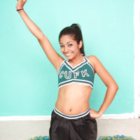 Sporty Latina teen Ruby Rayes combines cheerleading and strip