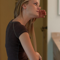 Petite blonde Sara James gets off with a big dildo