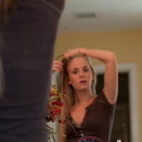 Petite blonde Sara James gets off with a big dildo