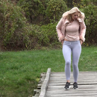 Blonde babe Katy Sky relaxes outdoors