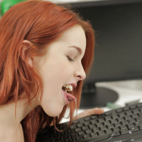Perverted office secretary Amarna Miller gives head and swallows
