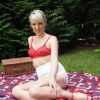 Evey Kristal wearing vintage Lingerie under Dress