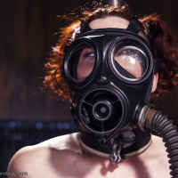 Top rated fetish model Ingrid Mouth getting machine fucked in gas mask
