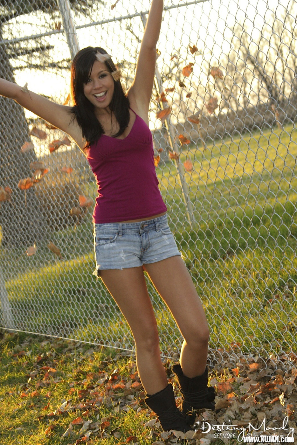 Destiny Moody enjoys a crisp autumn day as the clothes fall off - Photo #1789620
