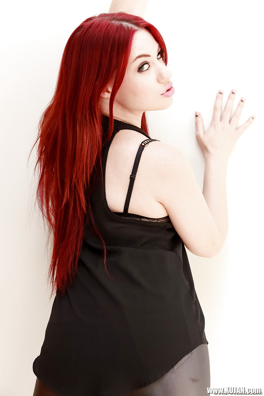 Tattooed hot redhead Jessica Ryan strips to bare hard nipples and spread ass - Photo #1792215