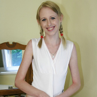 Skinny teen with pigtails Sunny Diamond uncovering her tiny curves