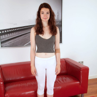 Young german chick Flora exposes her unshaved snatch