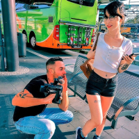 Skinny Lia Louise fucks a guy at the parking spot