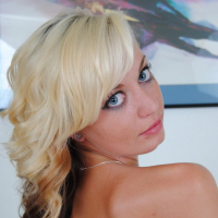 Codie Sweets strips and spreads her shaved Coochie