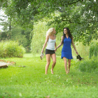 Margot A and Naomi Nevena go down on each other after a walk