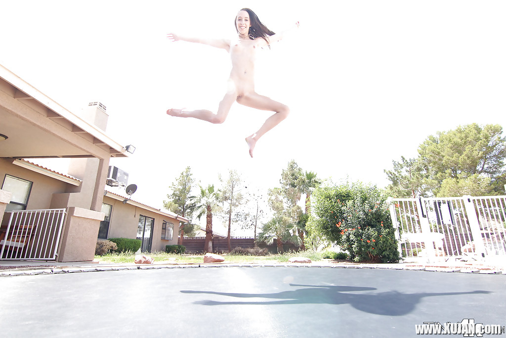Leggy solo girl Lola Hunter poses outdoors beside swimming pool in bikini - Photo #1824002