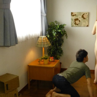 Asian Maid Rie Tachikawa lets a Guy rub her Twat