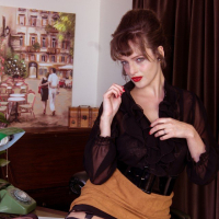 Hot secretary Kate Anne showing off her body in the office