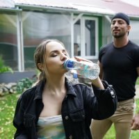 Mona Blue drops denim shorts to ride a cock