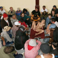 Sexy teenie babe in massive bukkake orgy fuck session