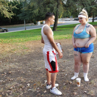 Busty fat chick getting fucked by her fitness trainer