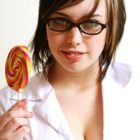 Beauty Louisa May wearing a sexy schoolgirl outfit