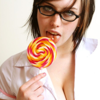 Beauty Louisa May wearing a sexy schoolgirl outfit