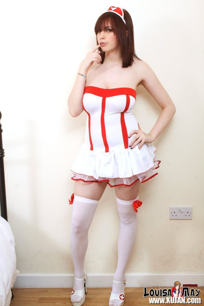 Curvy Louisa May posing as a sexy manga nurse - Photo #1857058