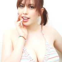 Louisa May with and without a way too tiny bikini