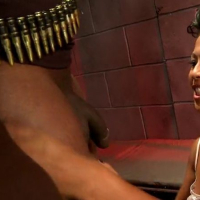 Max Mikita gets impaled with black meat in a cage