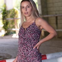 Dee Vine shamelessly shows tits in the parking lot